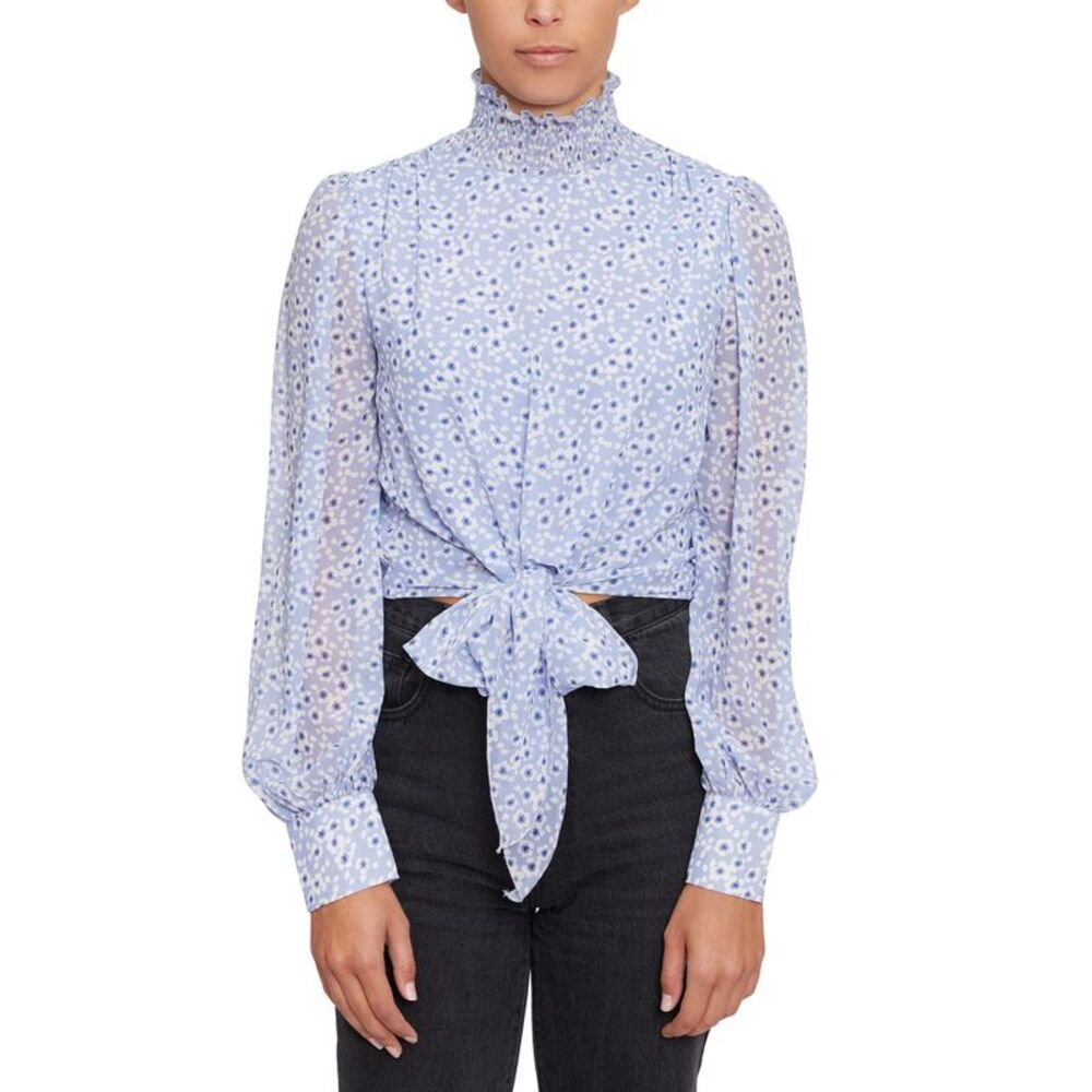 Lucy Paris Mock-Neck Tie-Hem Top